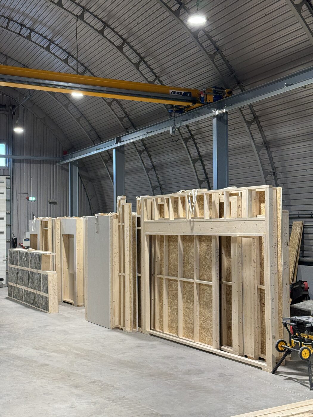 Completed panels in factory