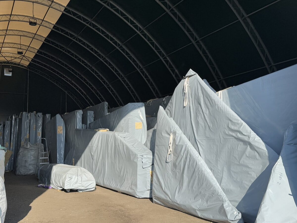 Wrapped panels in storage